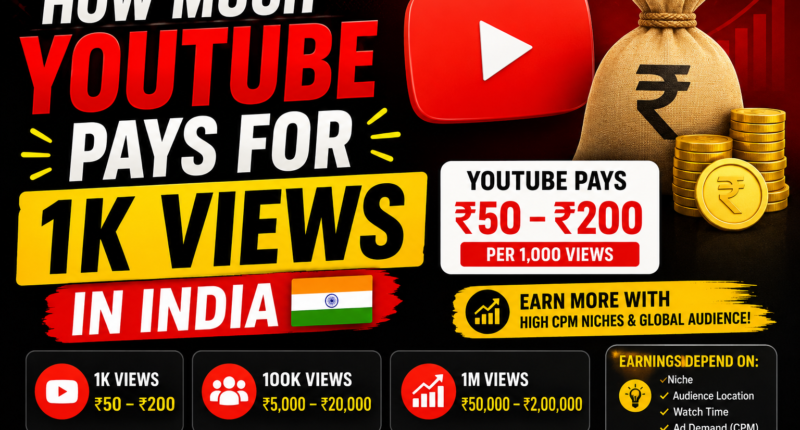 How Much YouTube Pays for 1K Views in India (2026 Guide)