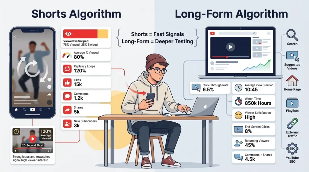 How the YouTube Algorithm Treats Shorts and Long-Form Differently
